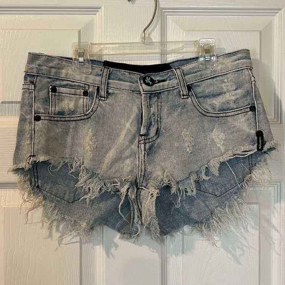 Light Wash One Teaspoon low rise jean shorts